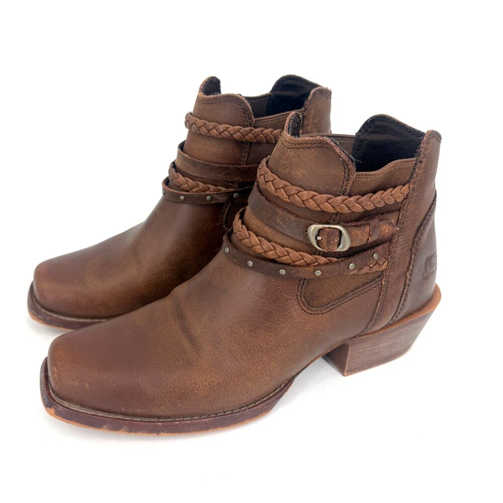 Justin Booties Boots Leather Winona Ankle Rodeo Cowgirl Brown Harness Size 9 B